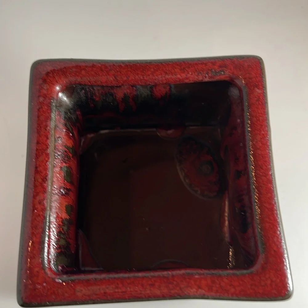 Burgundy Vase Pottery Candle Holder Heavy